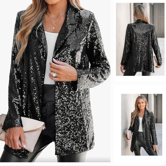 Luxury Sequined Blazer Jacket Elegant Wear beach wedding - Picture 15 of 16